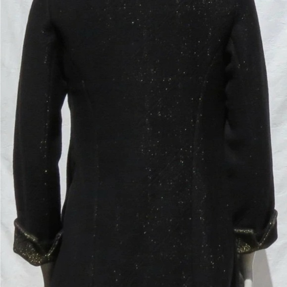 CHICO'S Black Gold Shimmer Jacket Soft Stretch Knit Long Sleeves Coat Size 1 - Picture 2 of 5